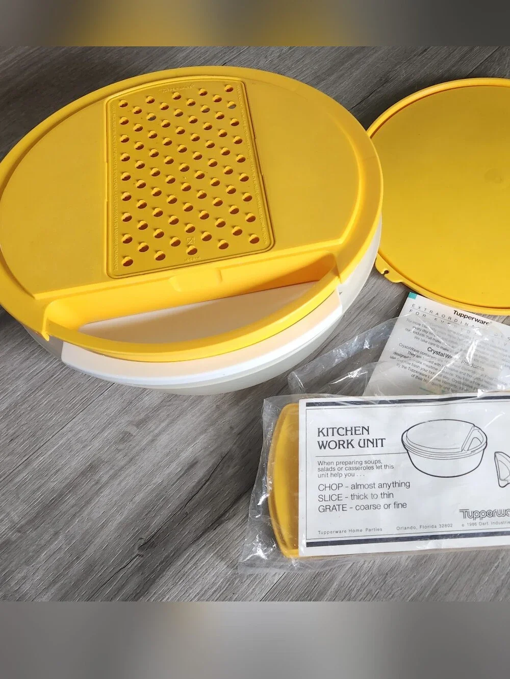Tupperware Vintage Kitchen Work Unit, Harvest Yellow (8 Pieces) Chop Slice Grate